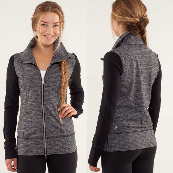 LULULEMON Womens 8 Jacket Daily Yoga Full Zip Coco Pique Black - Picture 1 of 7